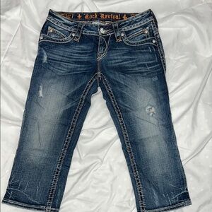 Rock Revival Distressed Denim Capris